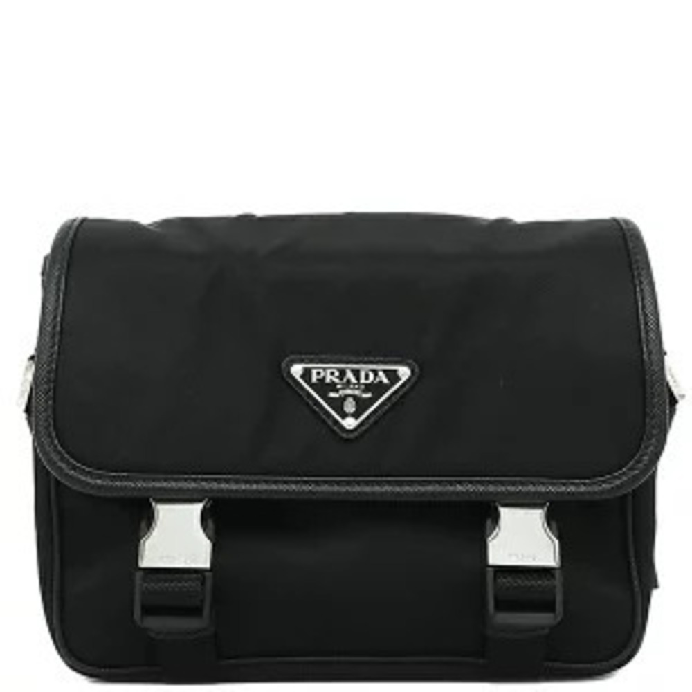 Prada Shoulder Bag Saffiano Leather Black Messenger